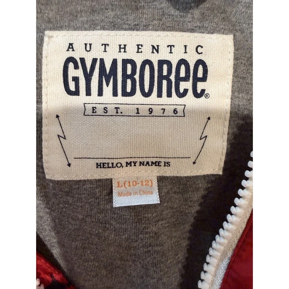 Boy's Gymboree red Light weight full zipper Jacket w/ blue Anchors Large 10-12